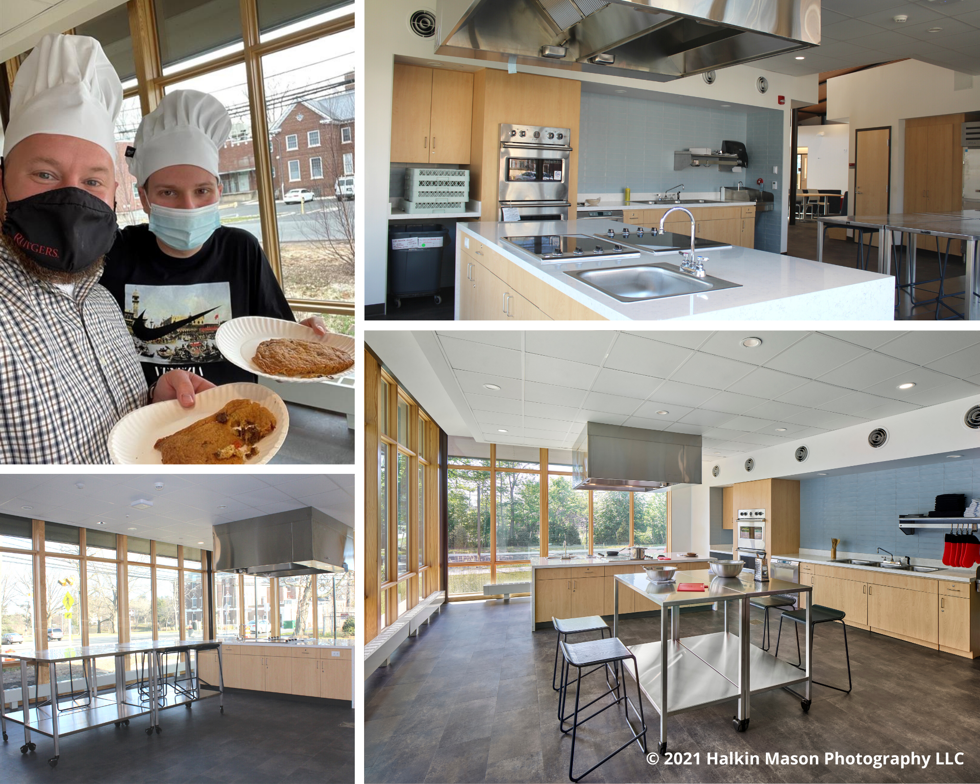 Photo collage of the RCAAS Community Center's commercial kitchen