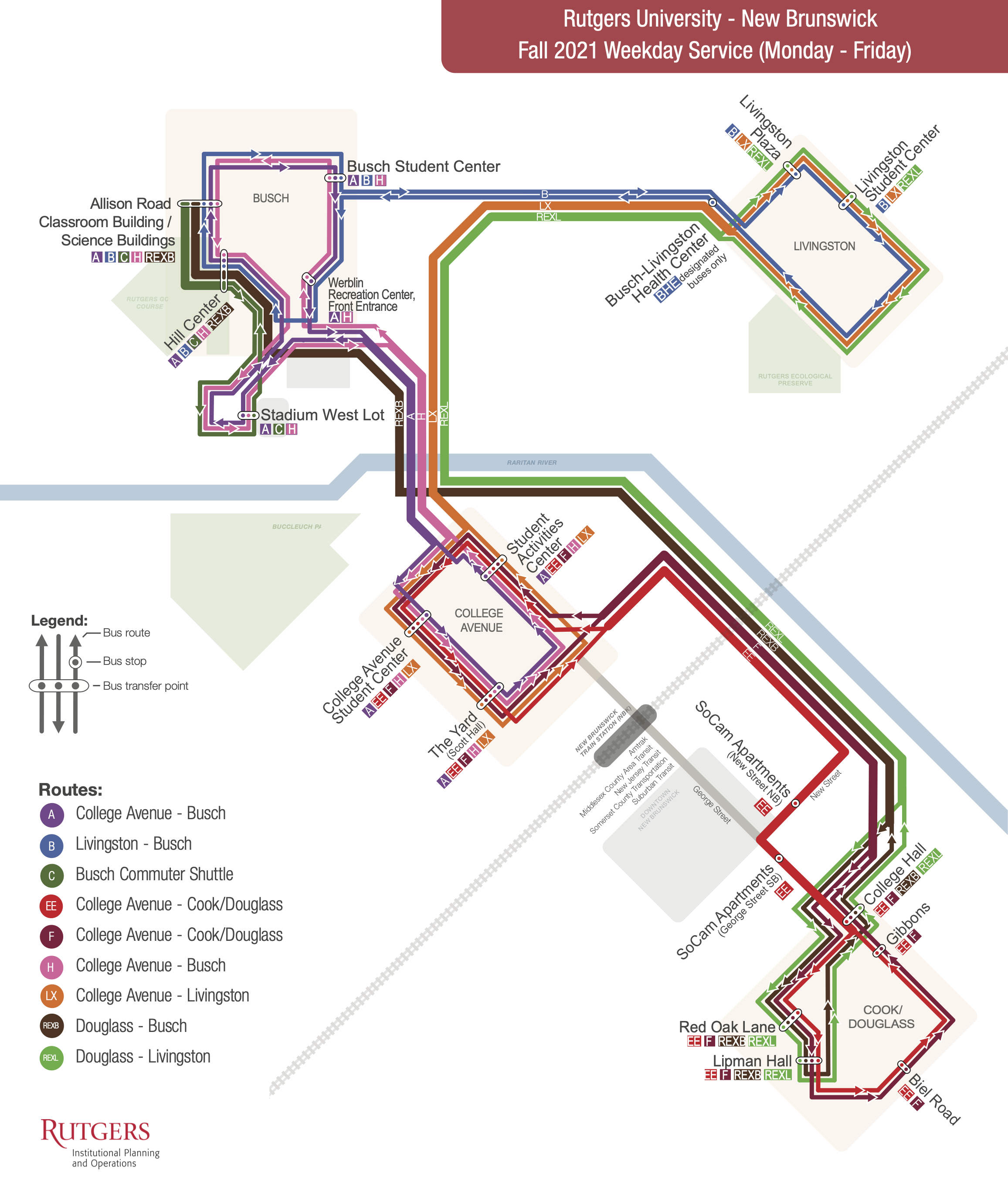 Transportation Information Rutgers Center For Adult Autism Services   Bus Map  Fall21 