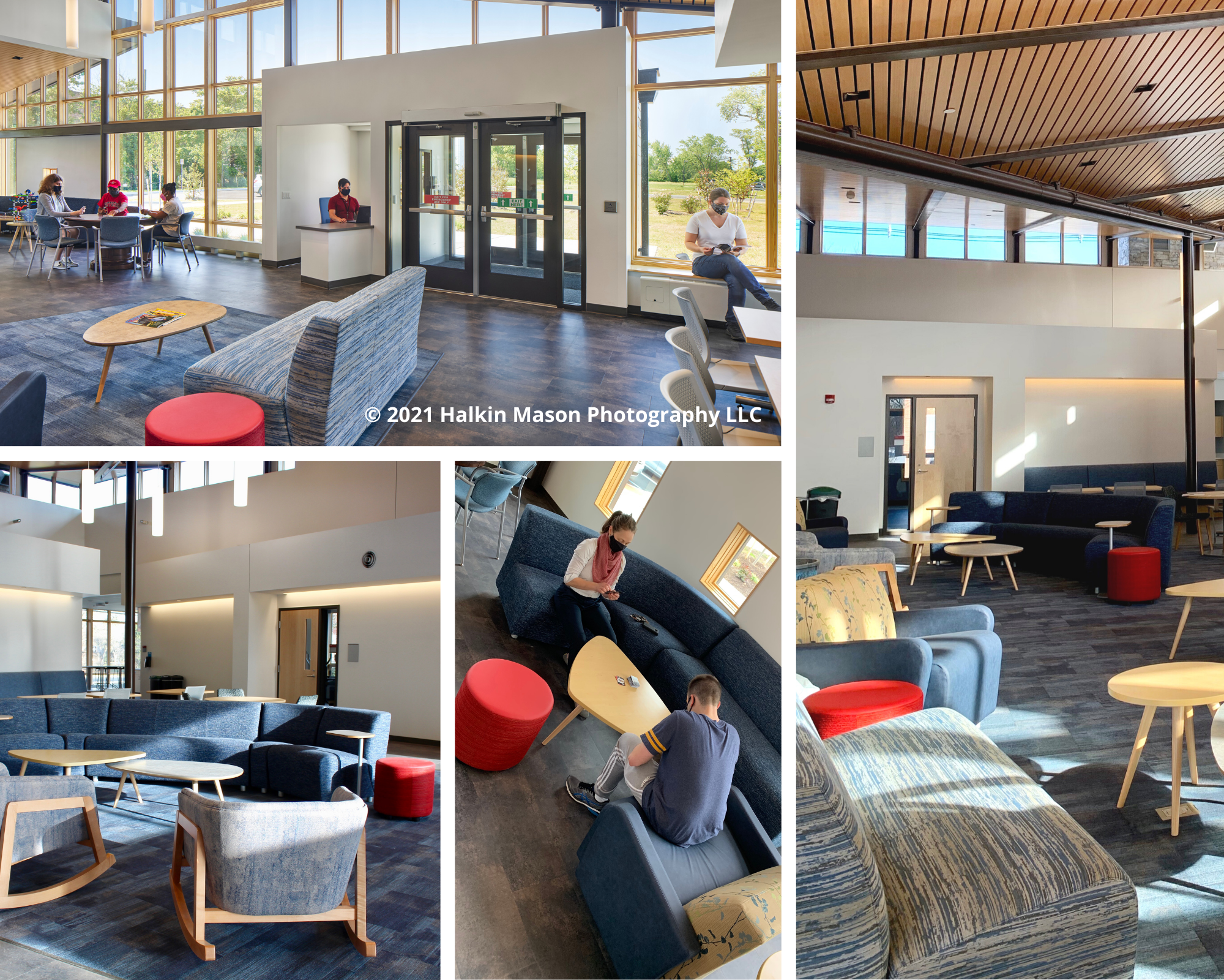 Photo collage of the RCAAS Community Center's gathering lounge
